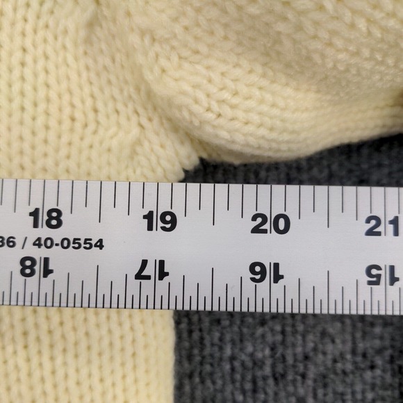 Campus Men's Button Front Cable Knit Cardigan Sweater Cream Medium Shawl Collar - Picture 11 of 11